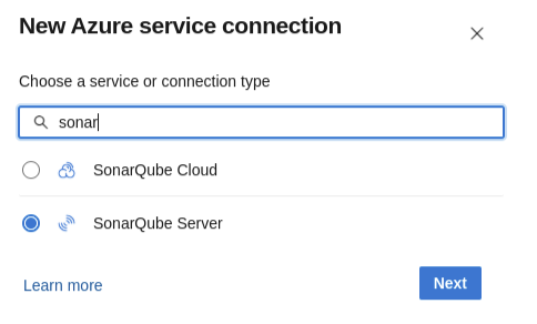 New Azure service connection