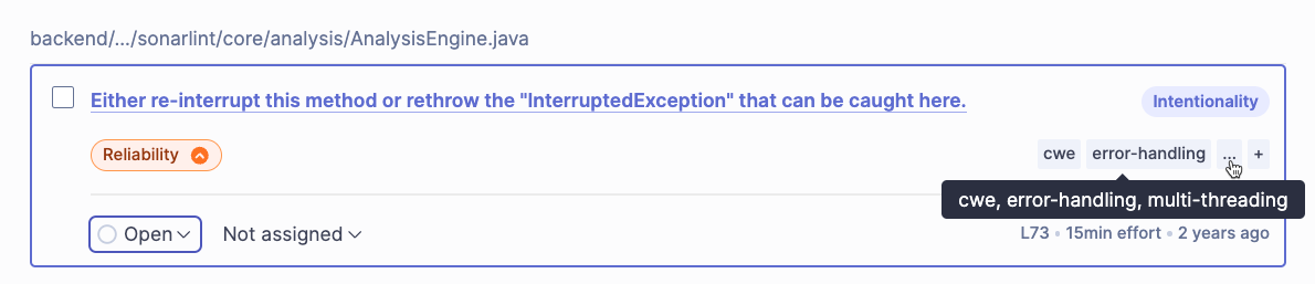 Tagging an issue